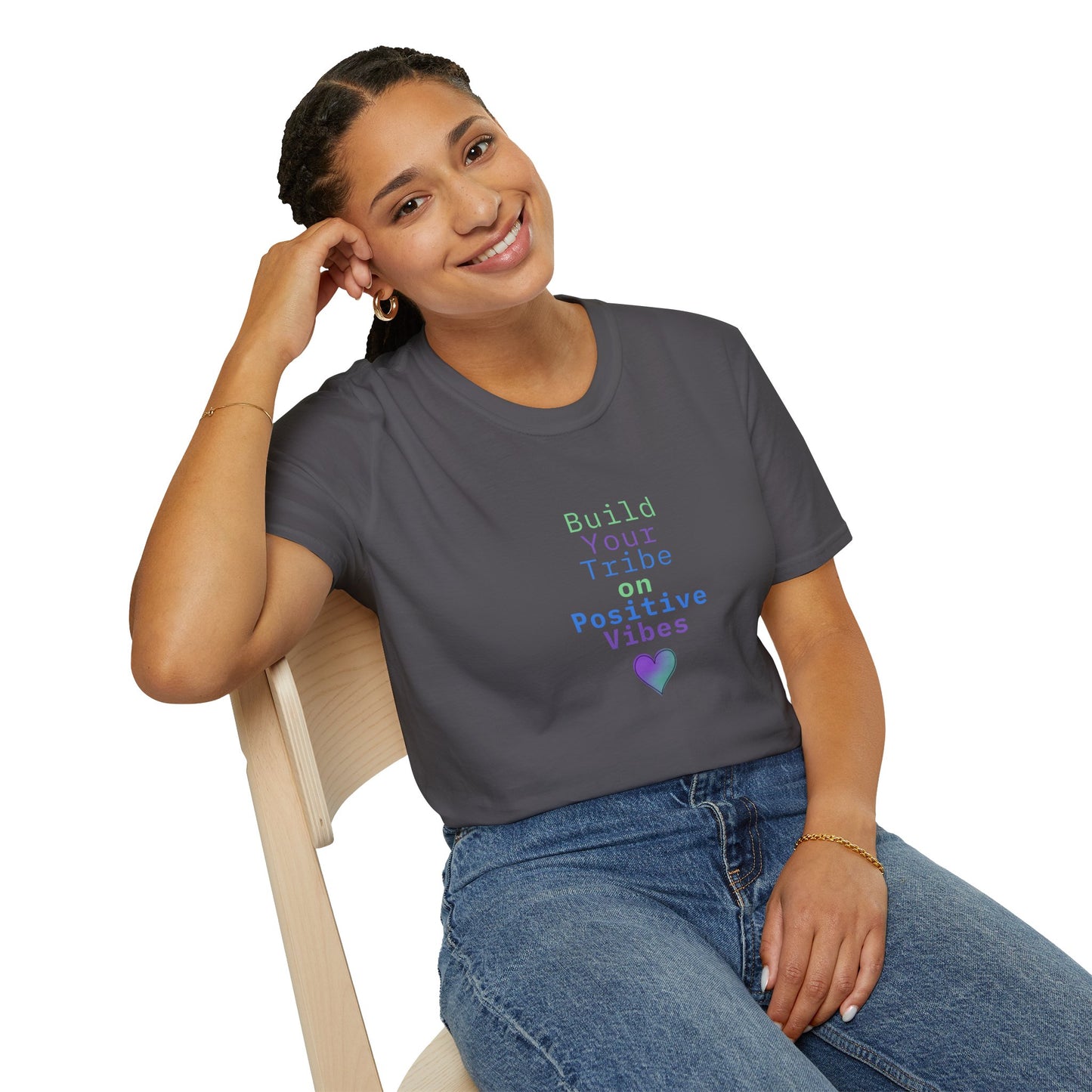 Build Your Tribe on Positive Vibes Softstyle Cotton Tee