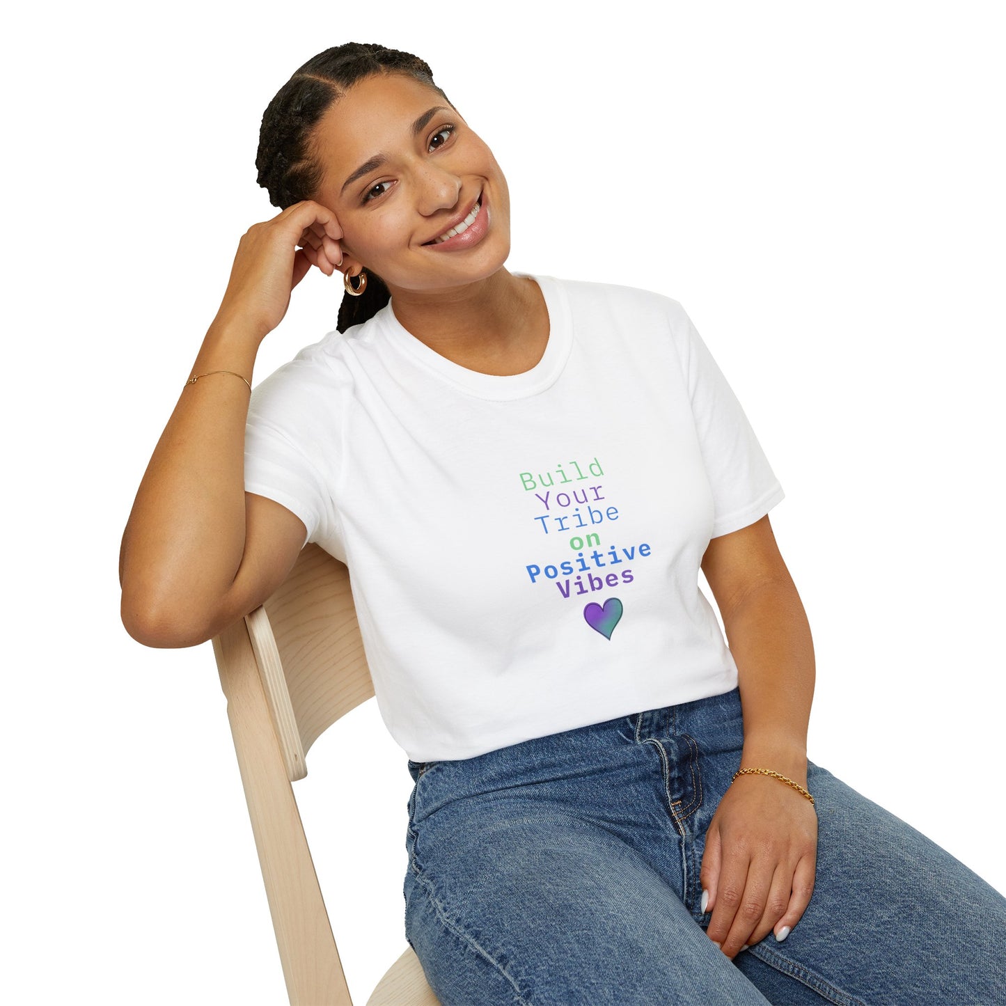 Build Your Tribe on Positive Vibes Softstyle Cotton Tee