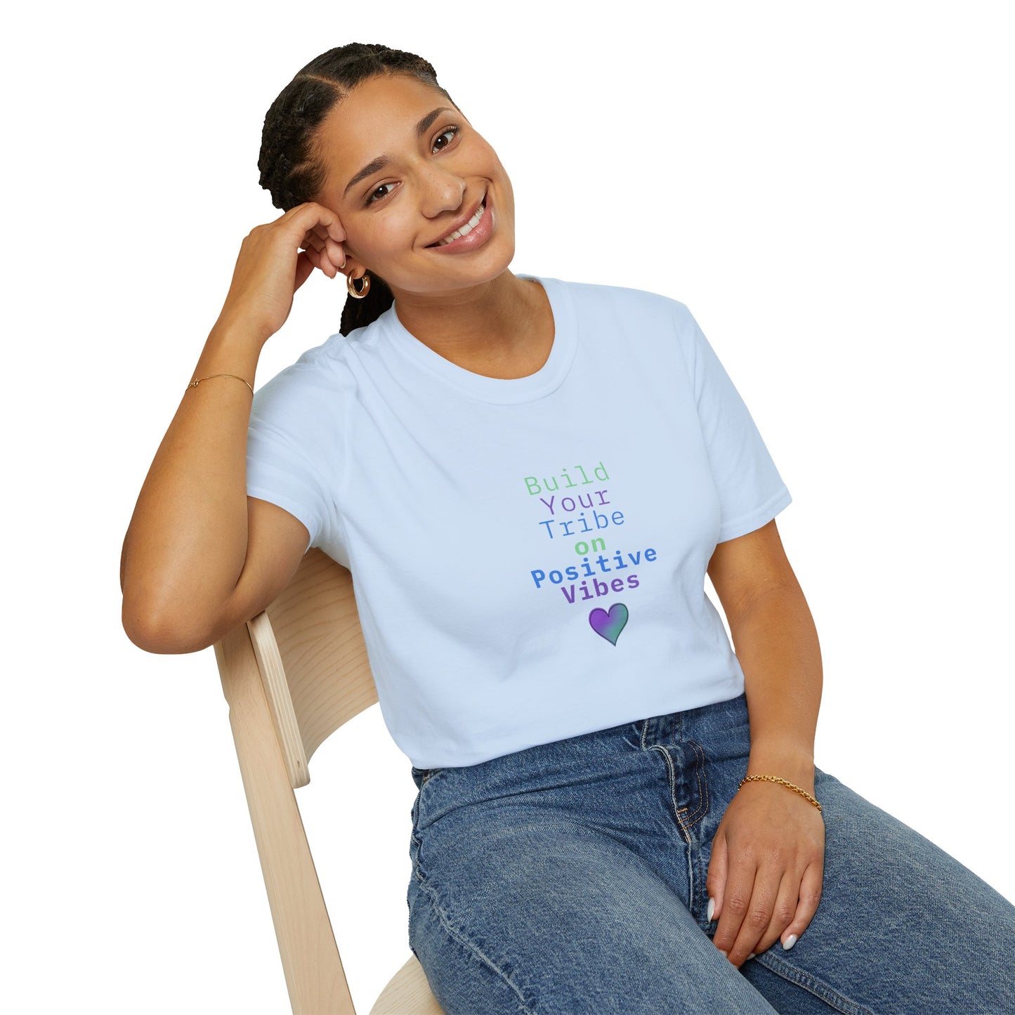 Build Your Tribe on Positive Vibes Softstyle Cotton Tee