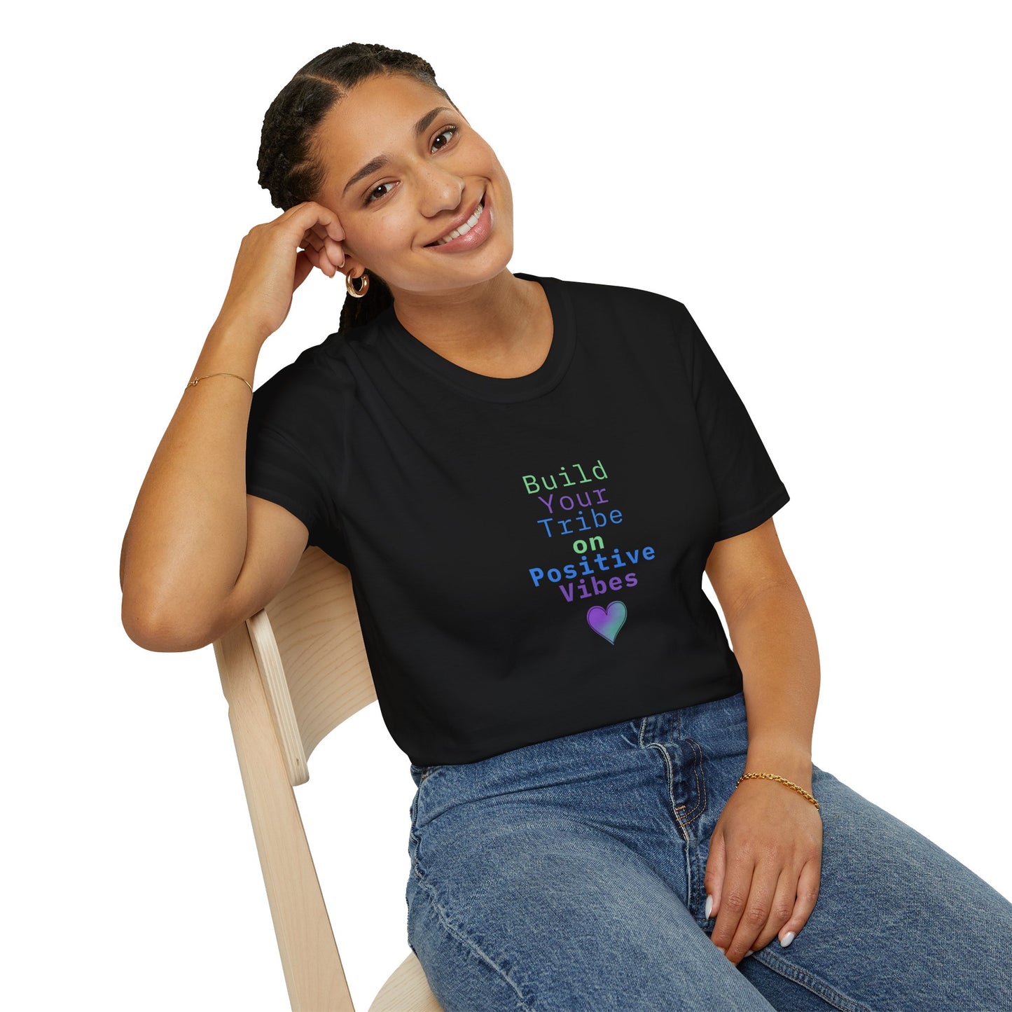 Build Your Tribe on Positive Vibes Softstyle Cotton Tee