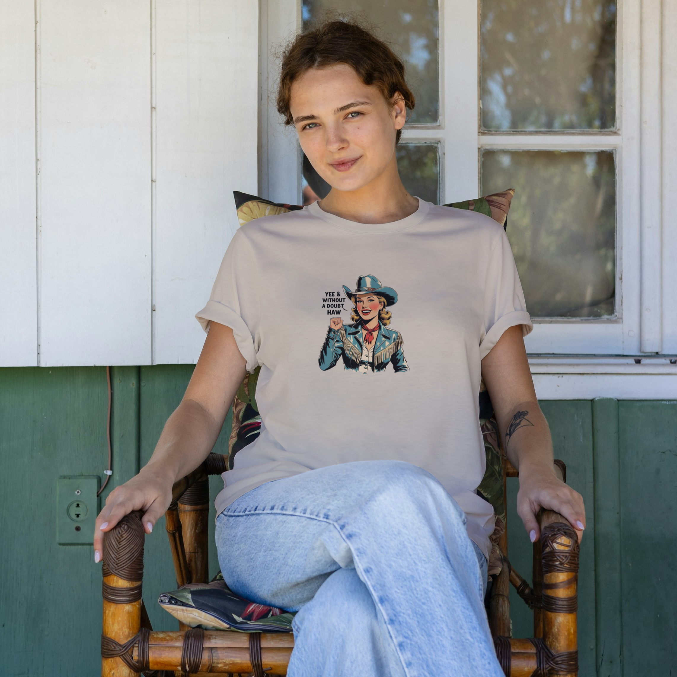 Yee Haw Vintage Cowgirl Staple Cotton Tee