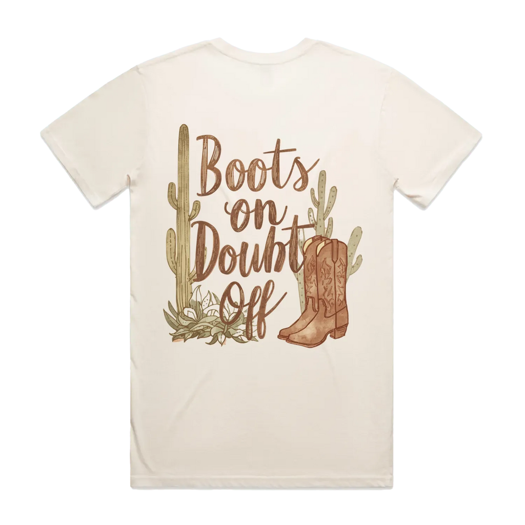 Boots On Doubt Off Back Print Staple Tee