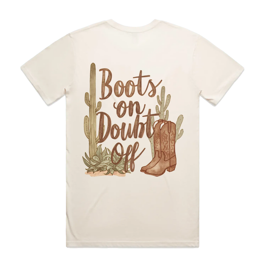 Boots On Doubt Off Back Print Staple Tee