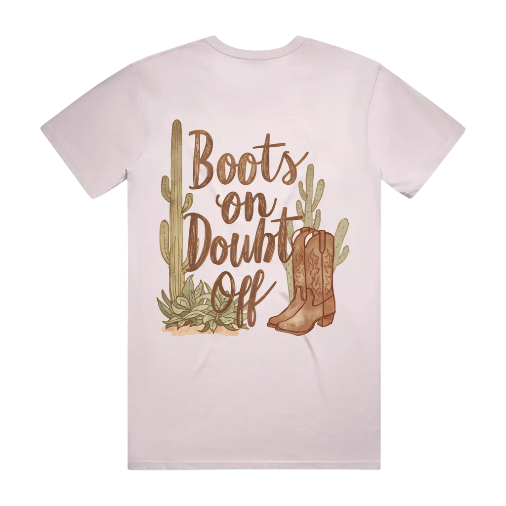 Boots On Doubt Off Back Print Staple Tee