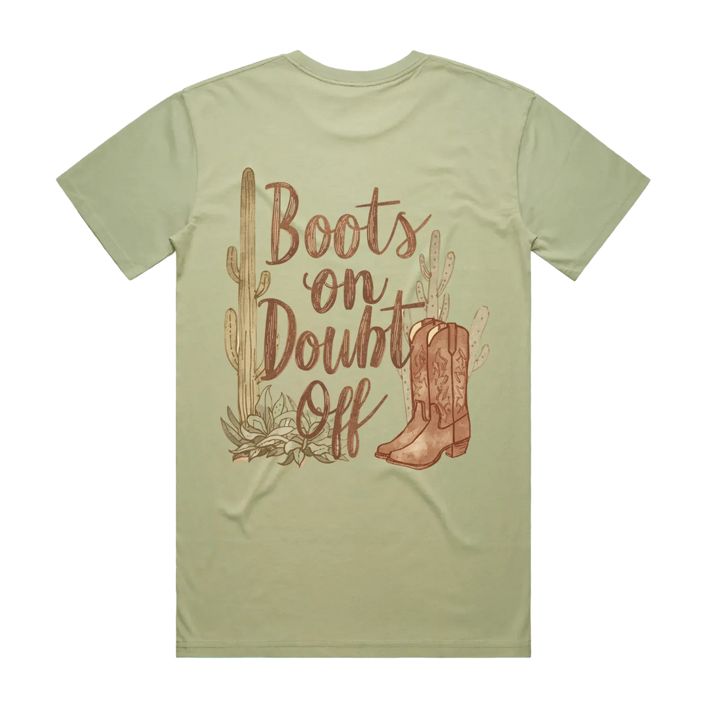Boots On Doubt Off Back Print Staple Tee