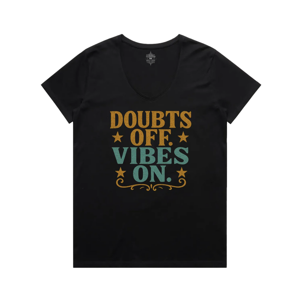 V-Neck Doubts off. Vibes On. Cotton Tee