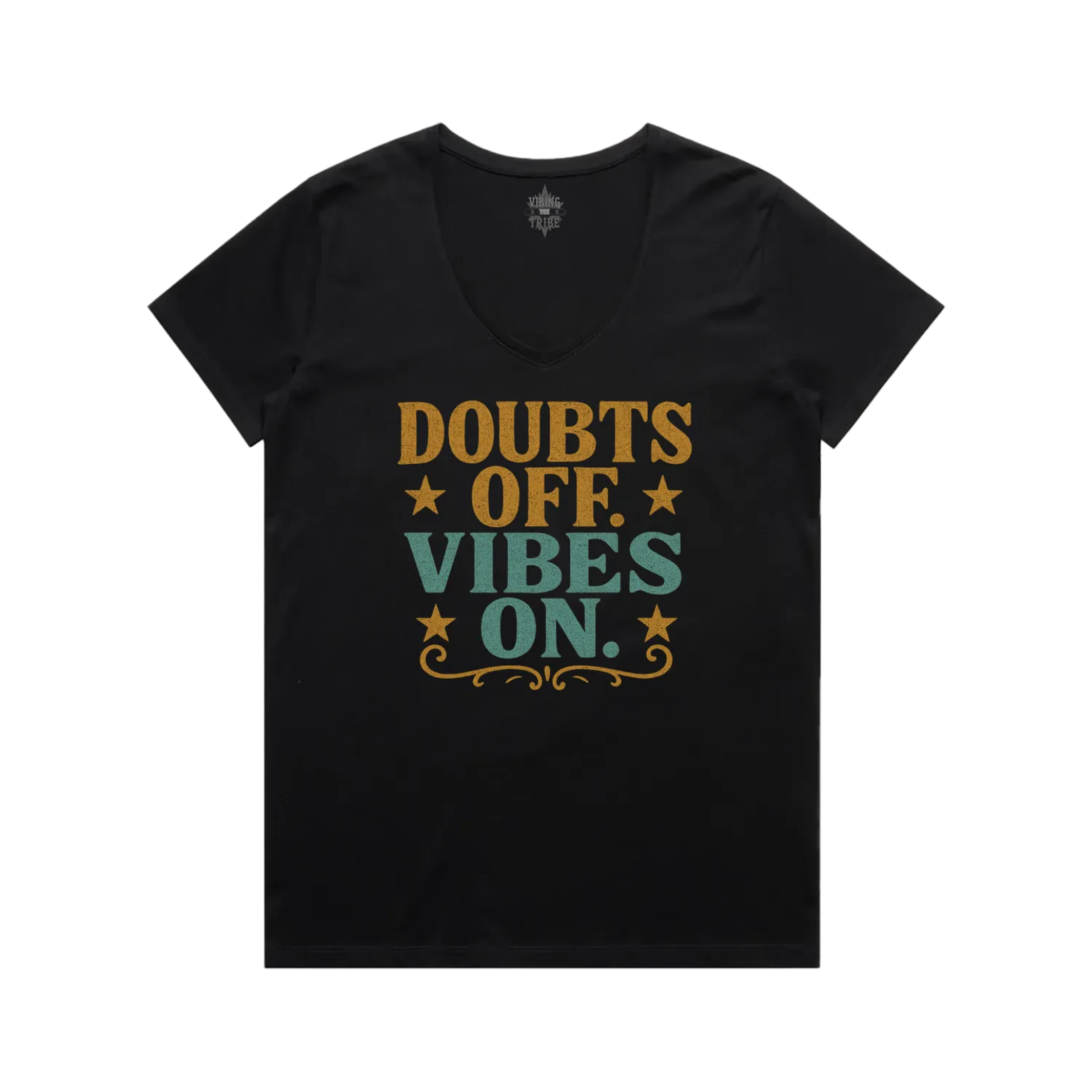 V-Neck Doubts off. Vibes On. Cotton Tee
