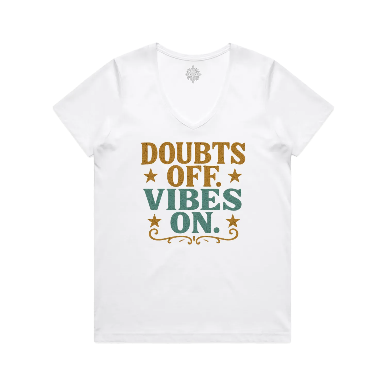 V-Neck Doubts off. Vibes On. Cotton Tee