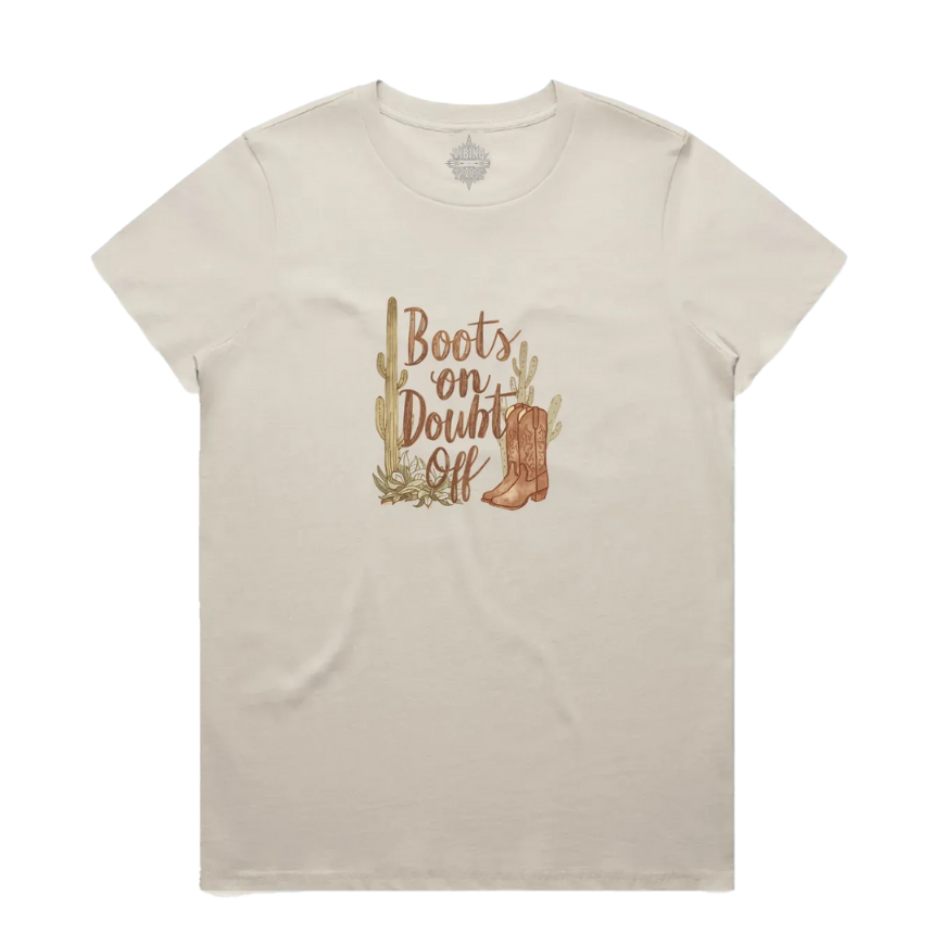 Boots On Doubt Off Maple Cotton Tee