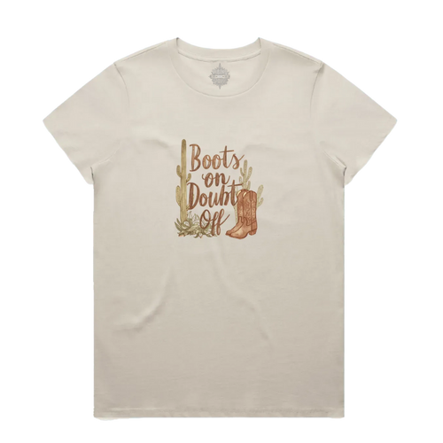Boots On Doubt Off Maple Cotton Tee