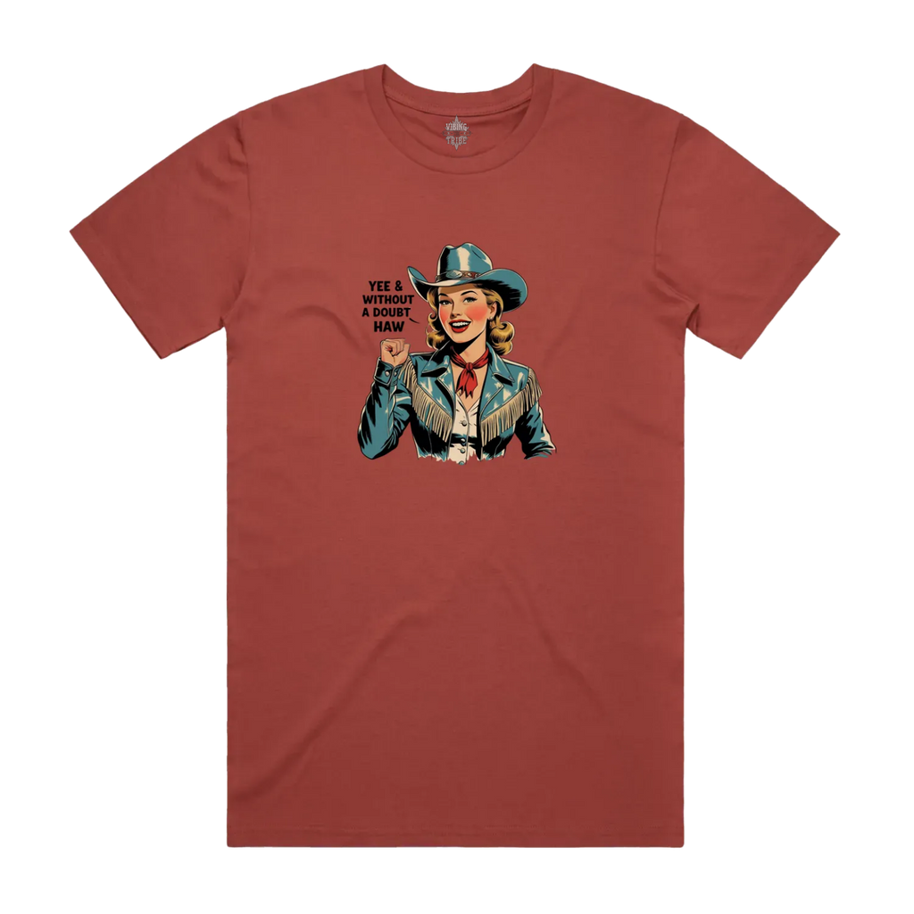 Yee Haw Vintage Cowgirl Staple Cotton Tee