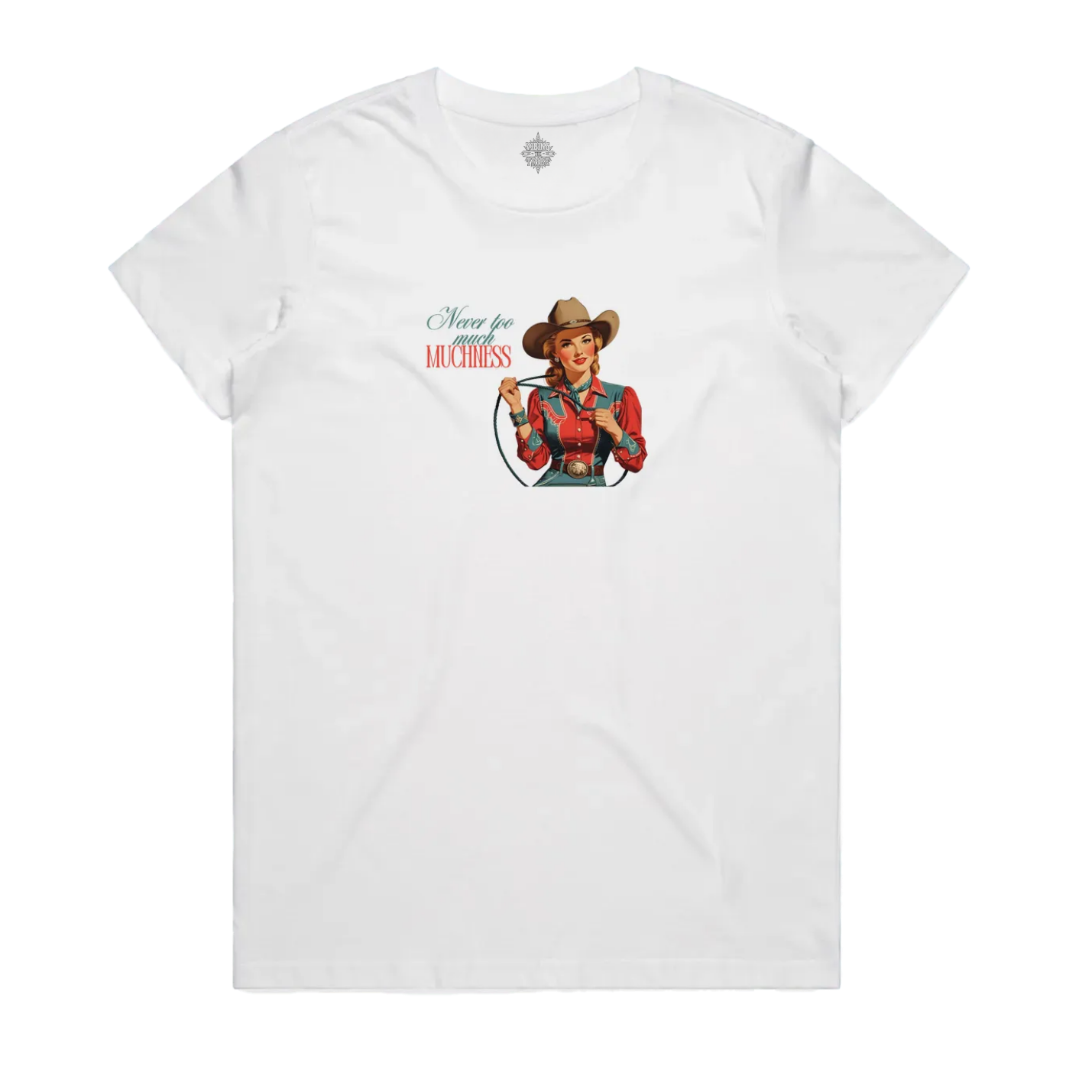 Never Too Much Vintage Cowgirl Maple Cotton Tee