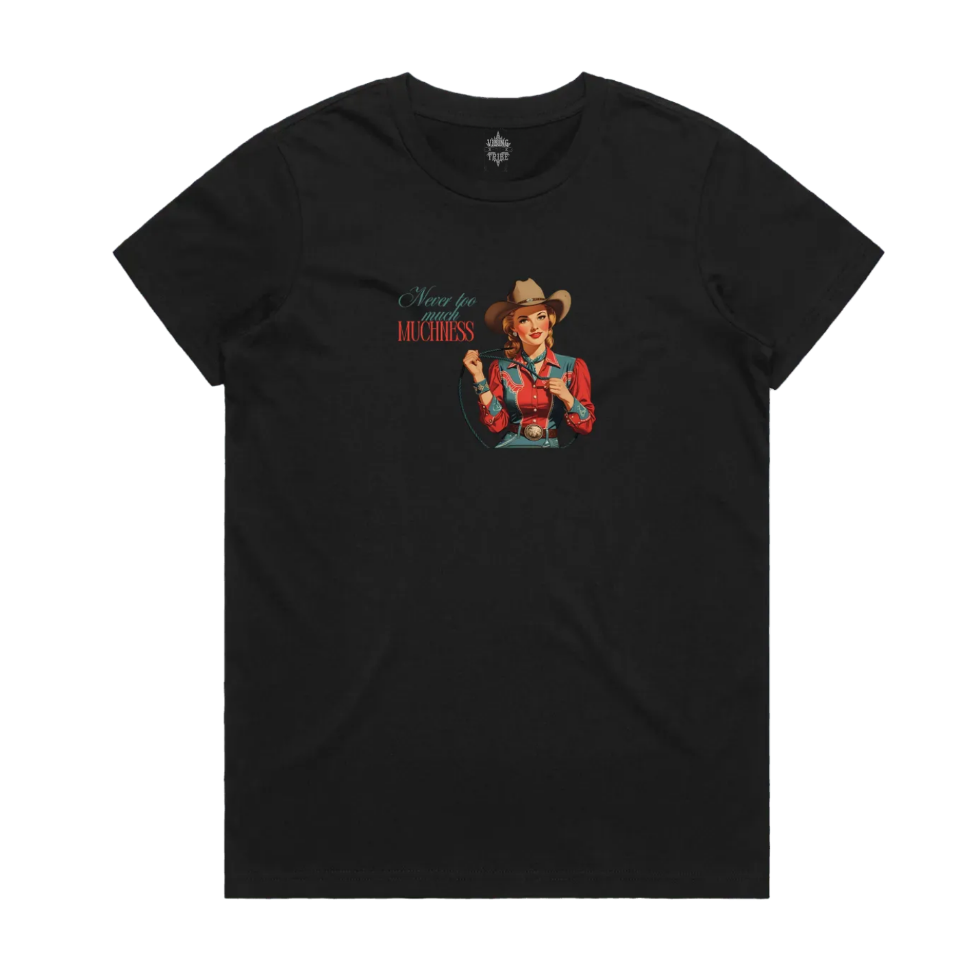 Never Too Much Vintage Cowgirl Maple Cotton Tee