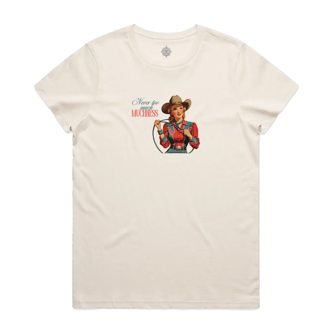 Never Too Much Vintage Cowgirl Maple Cotton Tee