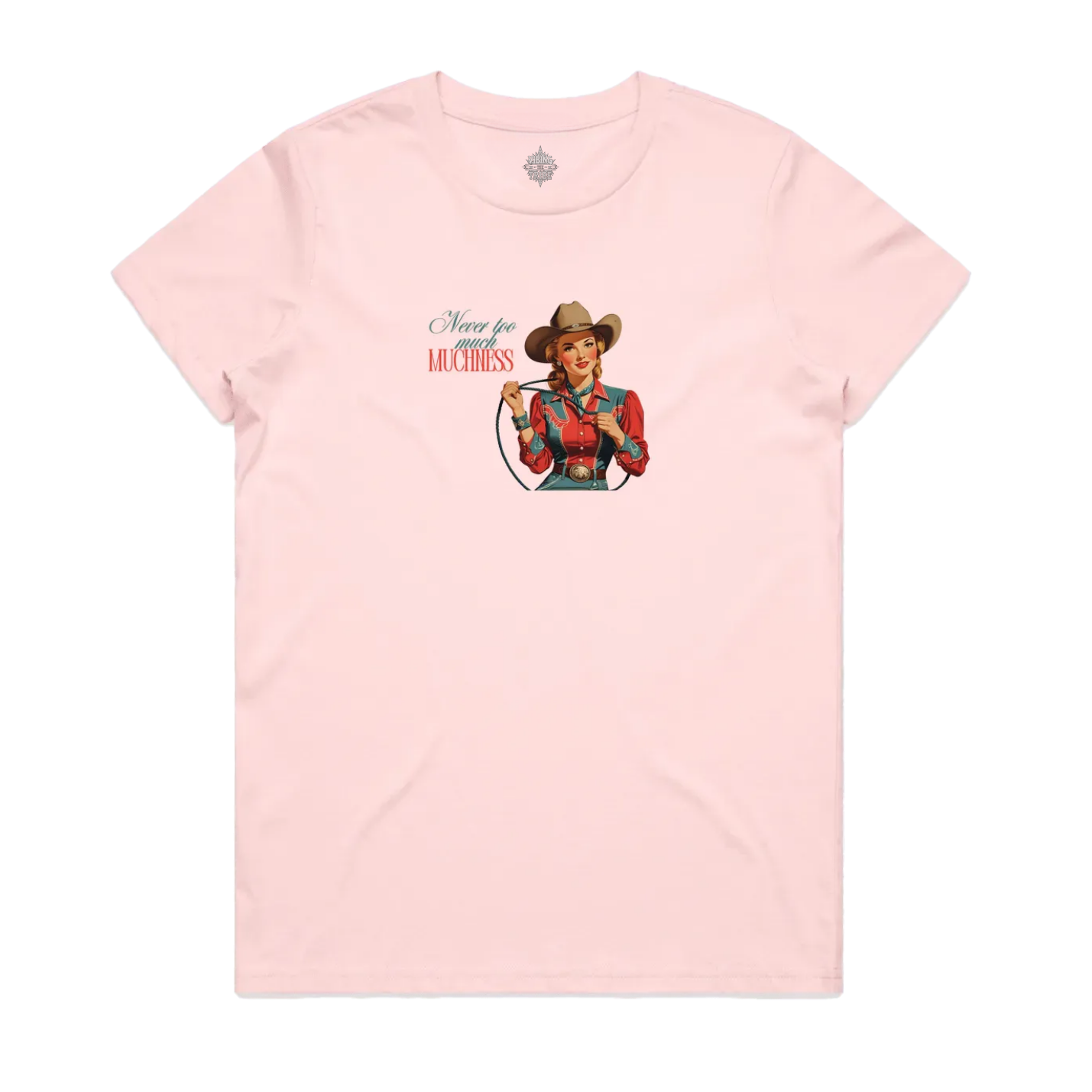 Never Too Much Vintage Cowgirl Maple Cotton Tee