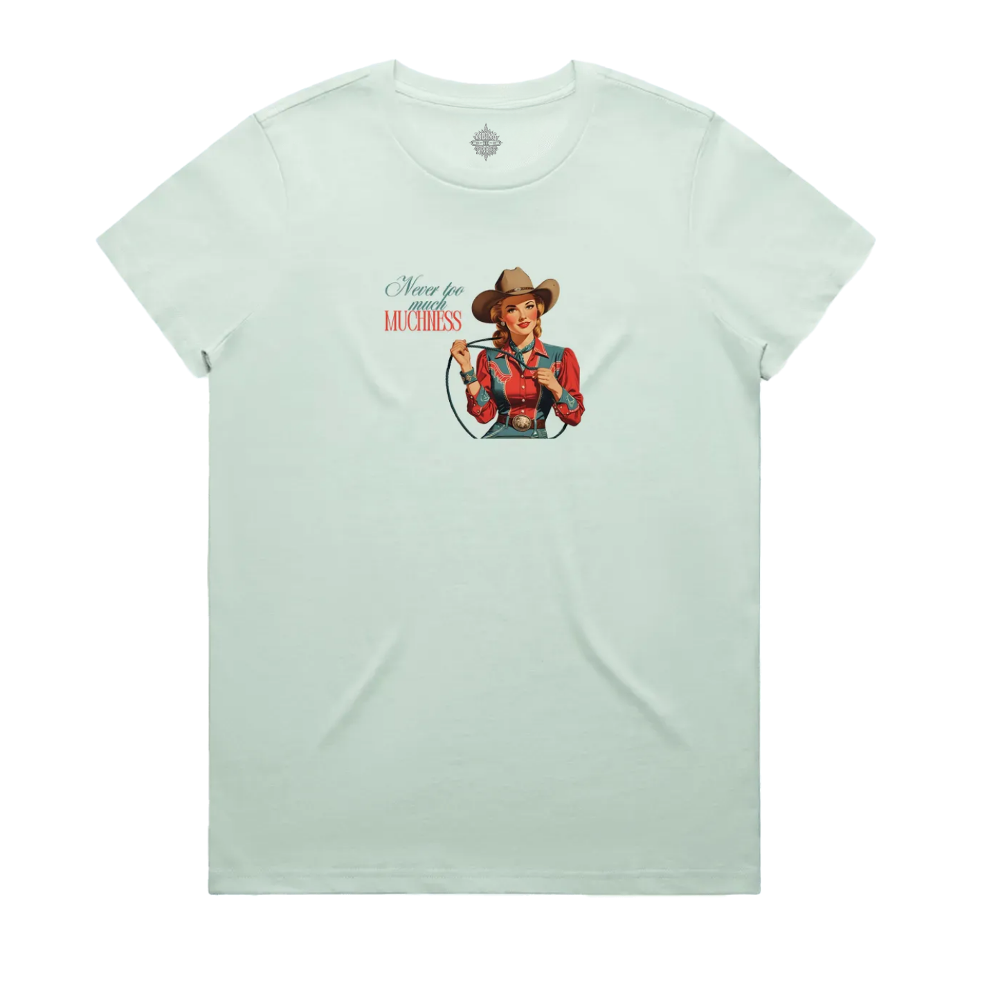 Never Too Much Vintage Cowgirl Maple Cotton Tee