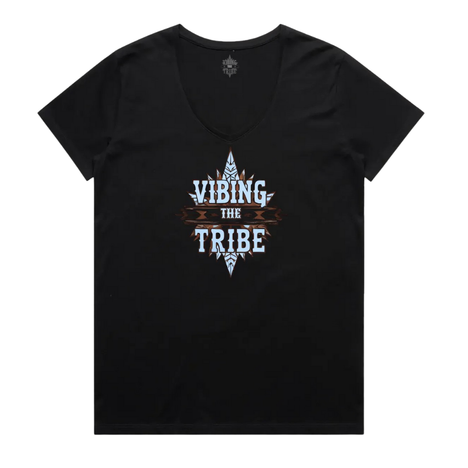 V Neck Signature Duo Logo Cotton Tee