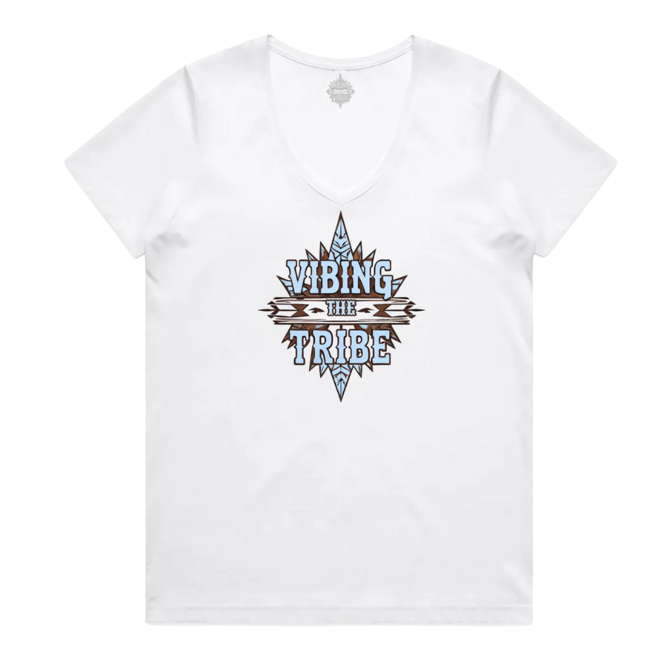 V Neck Signature Duo Logo Cotton Tee