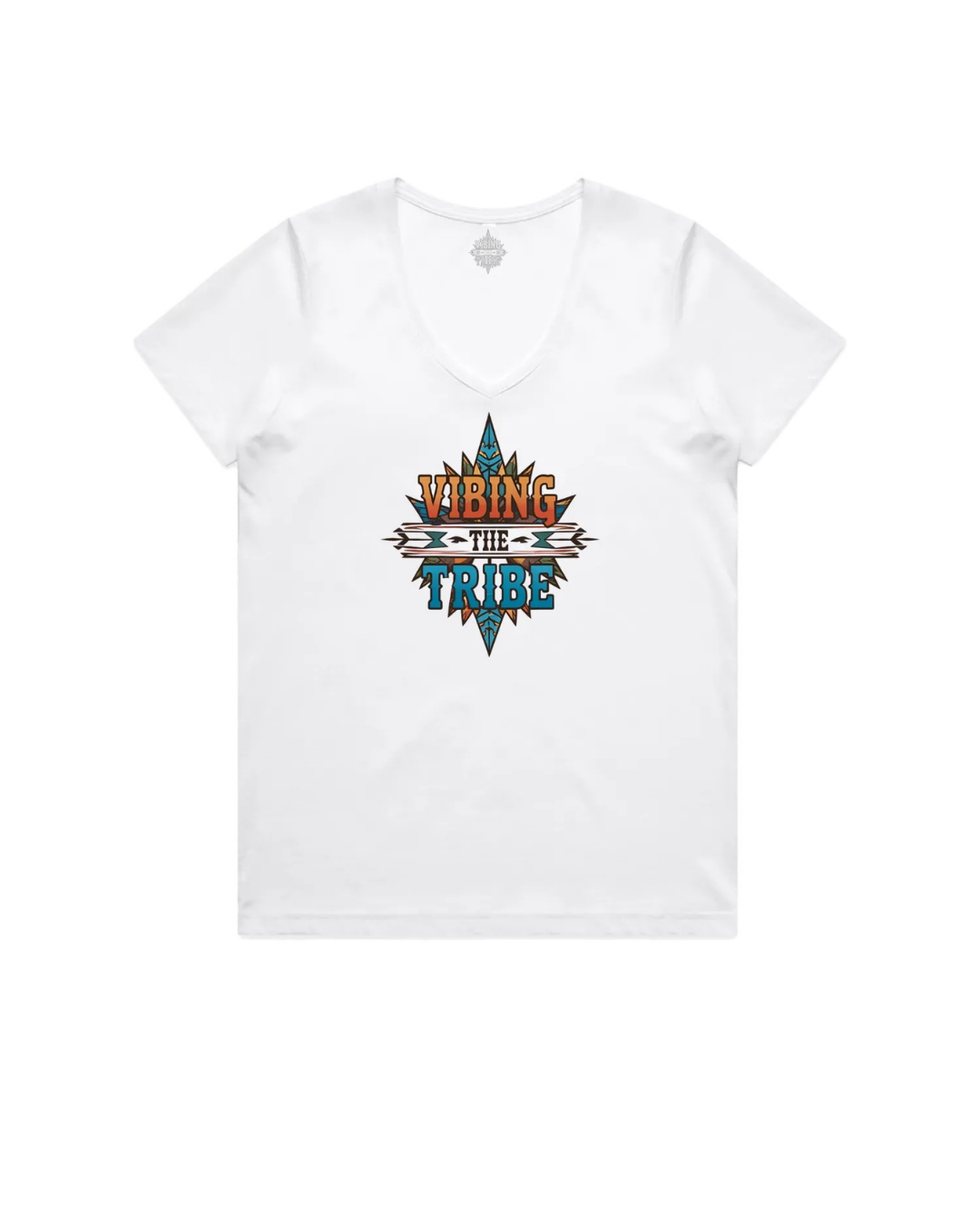 V Neck Vibing the Tribe Signature Logo Cotton Tee