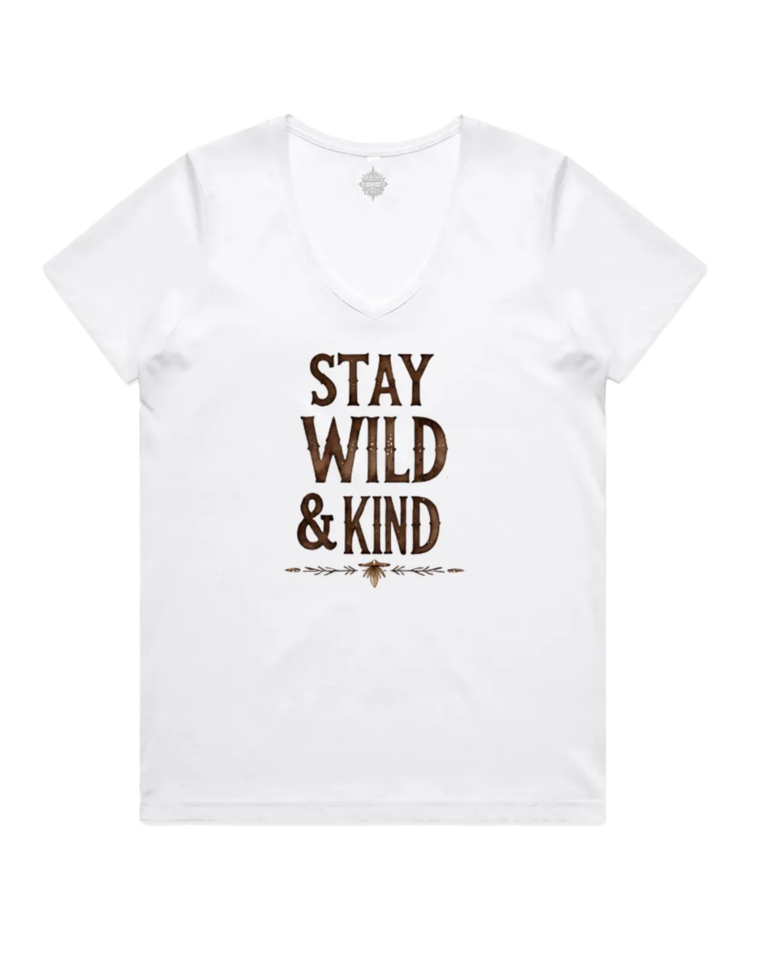 V Neck Stay Wild & Kind Cotton Tee