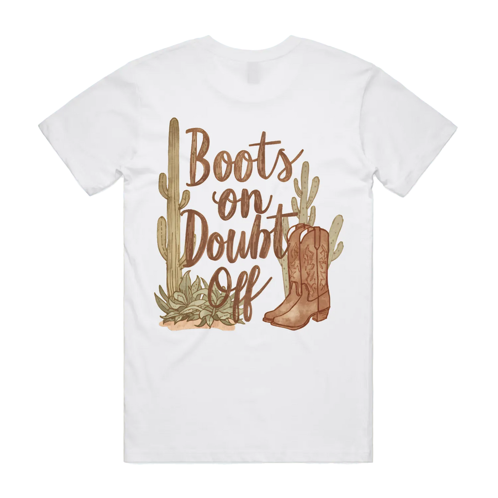 Boots On Doubt Off Back Print Staple Tee